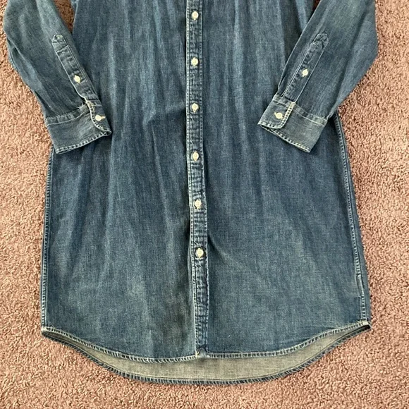 Ralph Lauren Denim Dress Long Sleeve Button Down Size L Dark Wash Blue - Picture 6 of 14